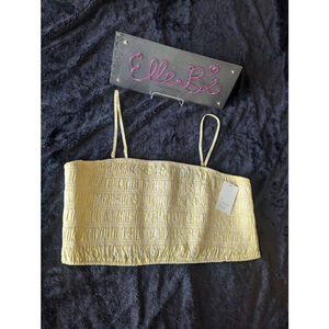 NWT A New Day Yellow Stripe Smocked Crop Removable Straps S,M,L,XL,XXL